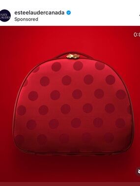 NWT Estée Lauder Limited Edition Red Polka Dot Cosmetic Case Makeup Bag